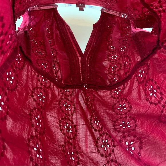 CONVERSE ONE STAR Berry Berry Lace Eyelet SS Top M - Picture 5 of 6